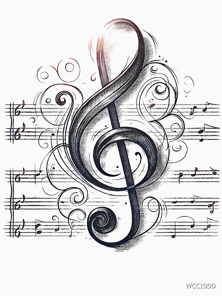 Treble Clef on A Music Score by WJ Cozy Creations