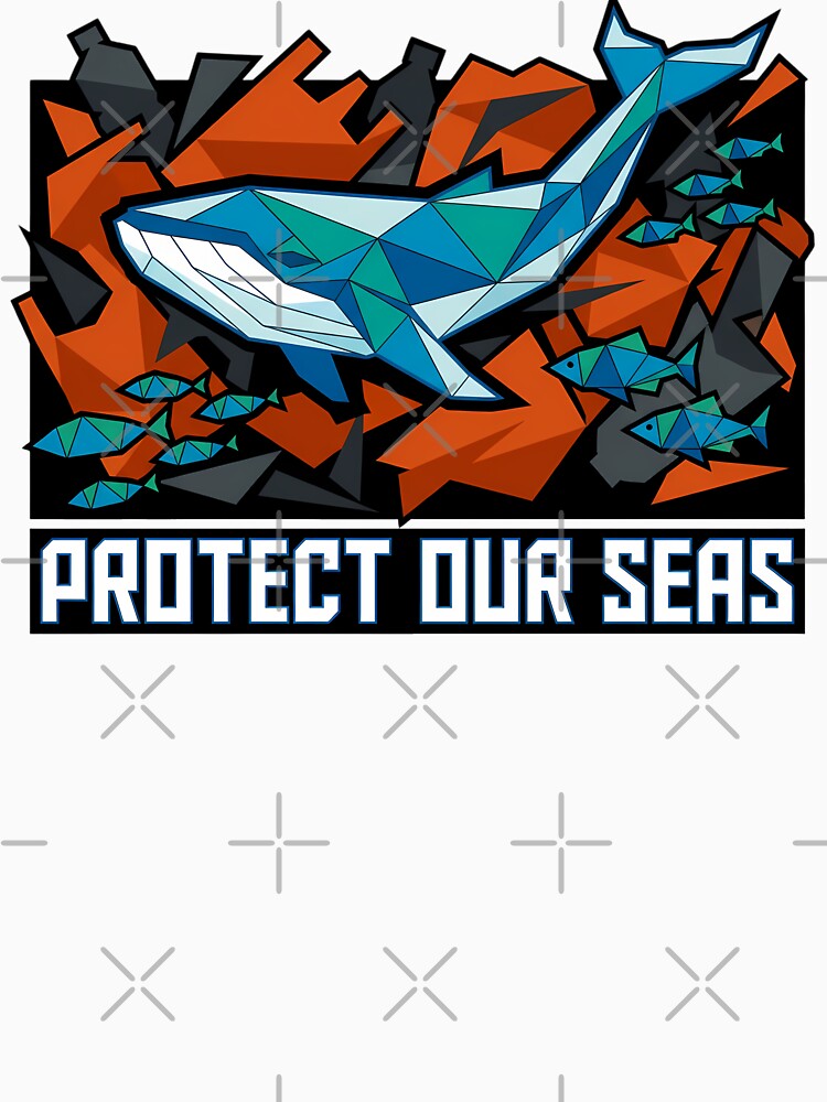 Protect Our Sea Geometric Whale Ocean Conservation Low Poly by chattsuede