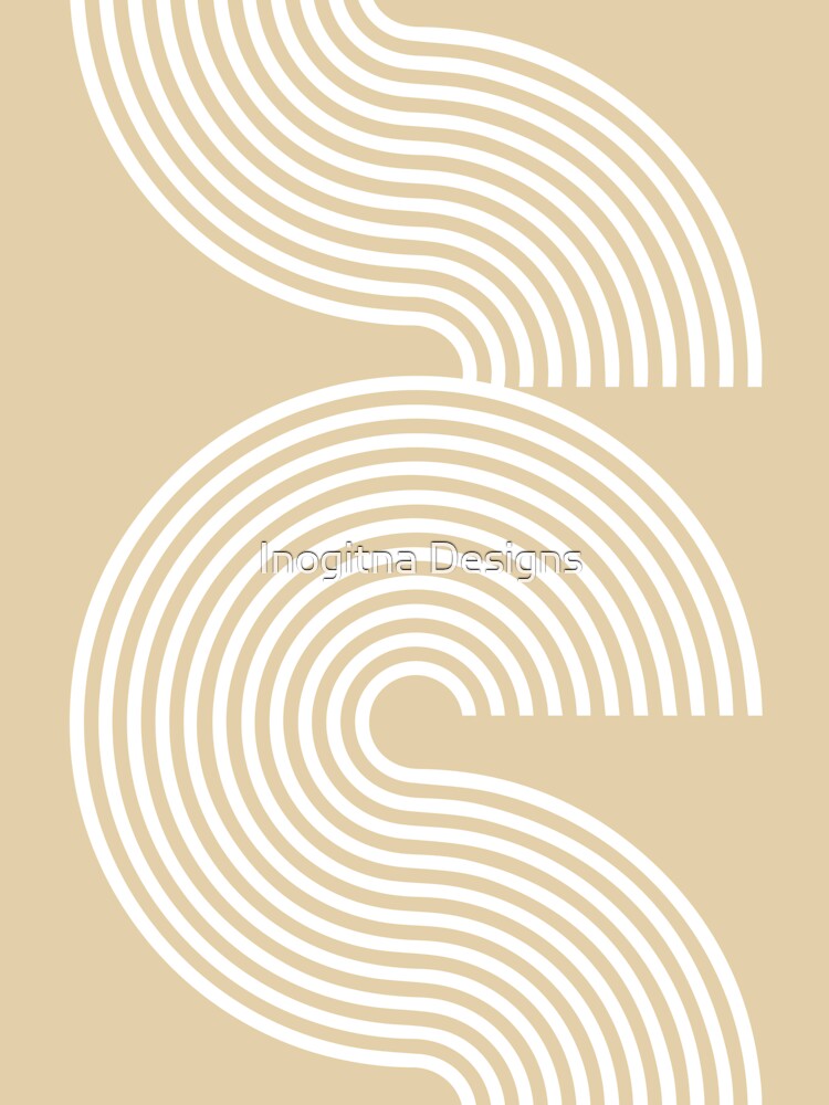 Neutral Mid Century Modern 70s Retro Lines Earthy Tones by Inogitna Designs