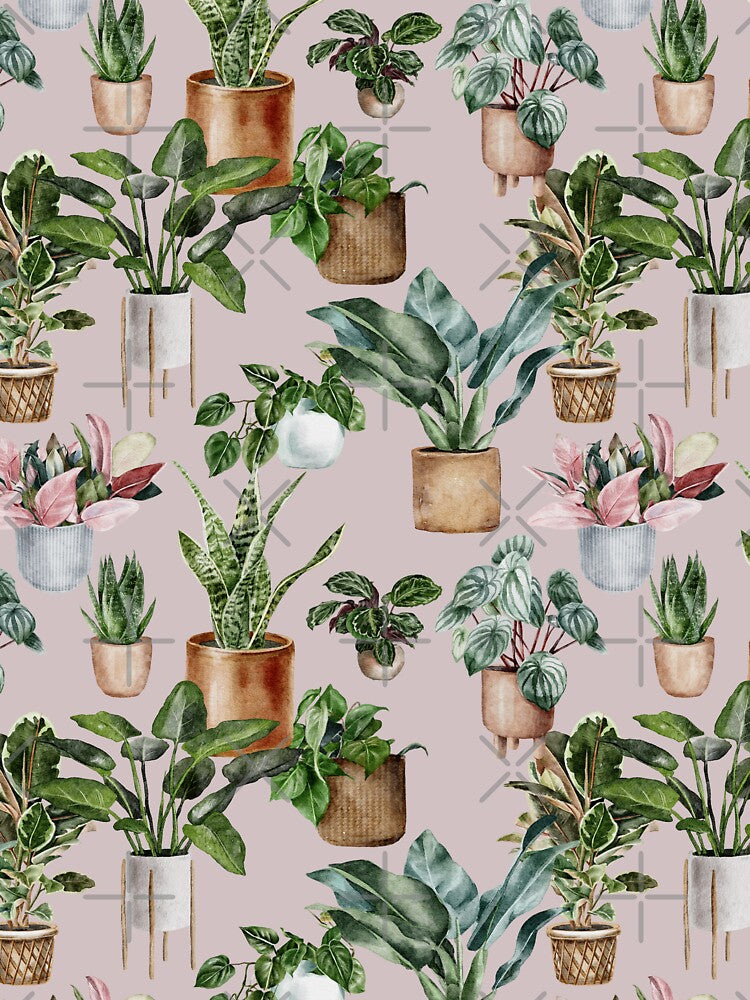 ZZ Plant Vine Plant  Snake Plant Pink Princess Robber Plant Prayer Plant Houseplant Love Nature Pink Pattern by travellb