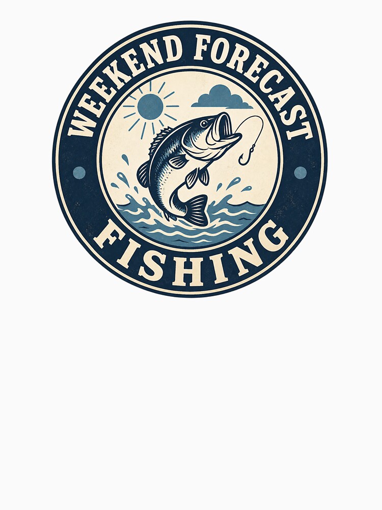 Weekend Forecast Fishing Vintage Badge by EastEndTownie