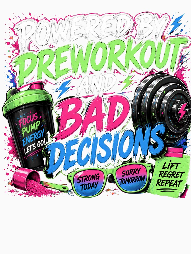 Powered by Pre-Workout and Bad Decisions – Gym Humor Shirt by RJsTees
