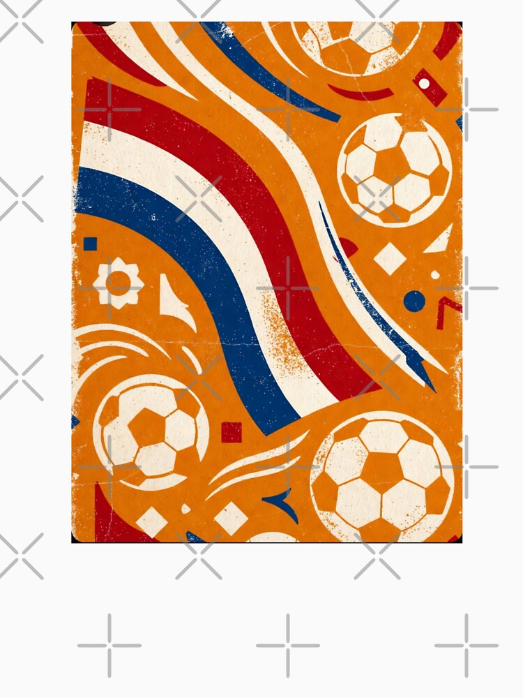 Netherlands Retro Pattern | Vintage Oranje All-Over Print Soccer Design by Nexus Space Unisex , , , Long Sleeve Tee