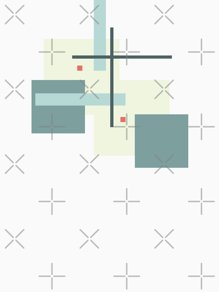 Suprematist art composition blue squares and red circles by Vela Barrera