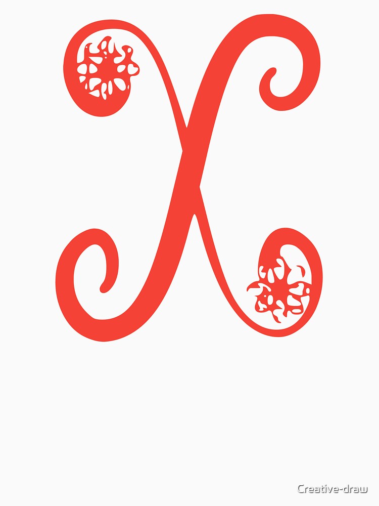 Floral Initial monogram X by Creative-draw