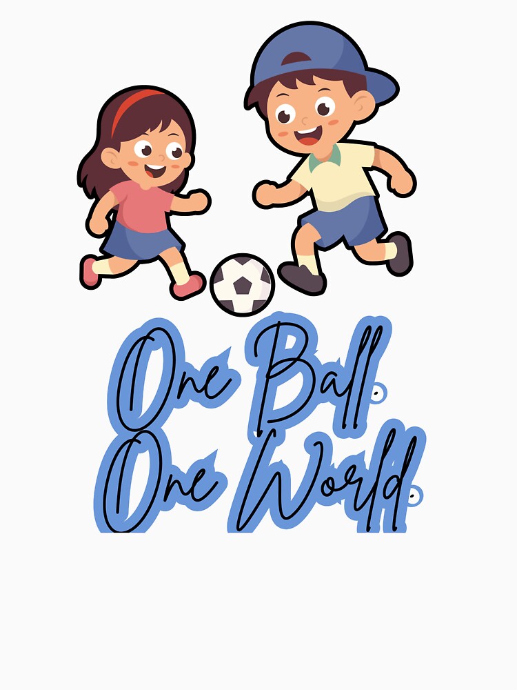 One Ball One World Soccer Kids | Cute Football Cartoon Design | Youth Sports Graphic Tee by UrbanEchoHub
