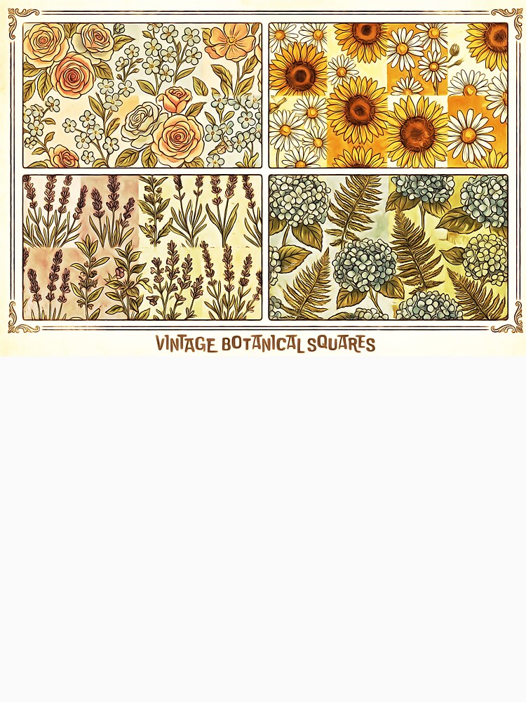Vintage Botanical Patchwork – Rustic Cottagecore Floral Garden by Hen-C-Art