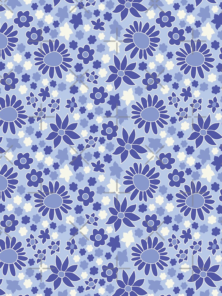 RETRO FLOWER POWER BLUE by blomastudios
