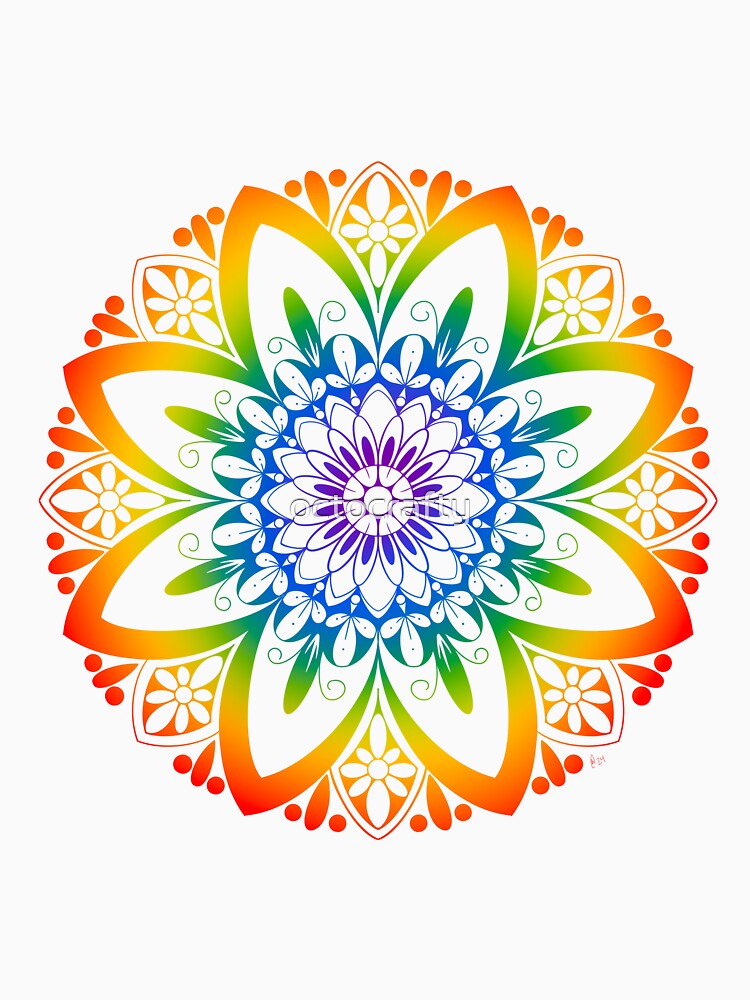 Rainbow Floral Mandala by octocrafty
