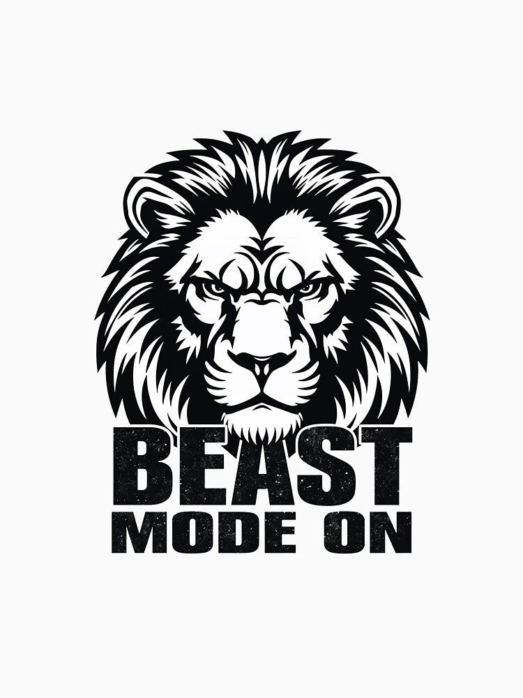 Beast Mode Lion – Fierce Lion Head Gym Motivation by PIXENTRA