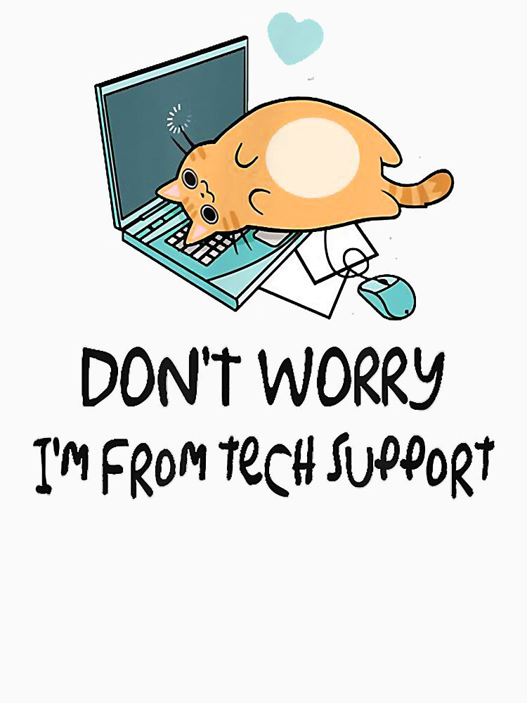 Funny Saying Im From Tech Support Cute Cat With Computer T-Shirt by tinhpham