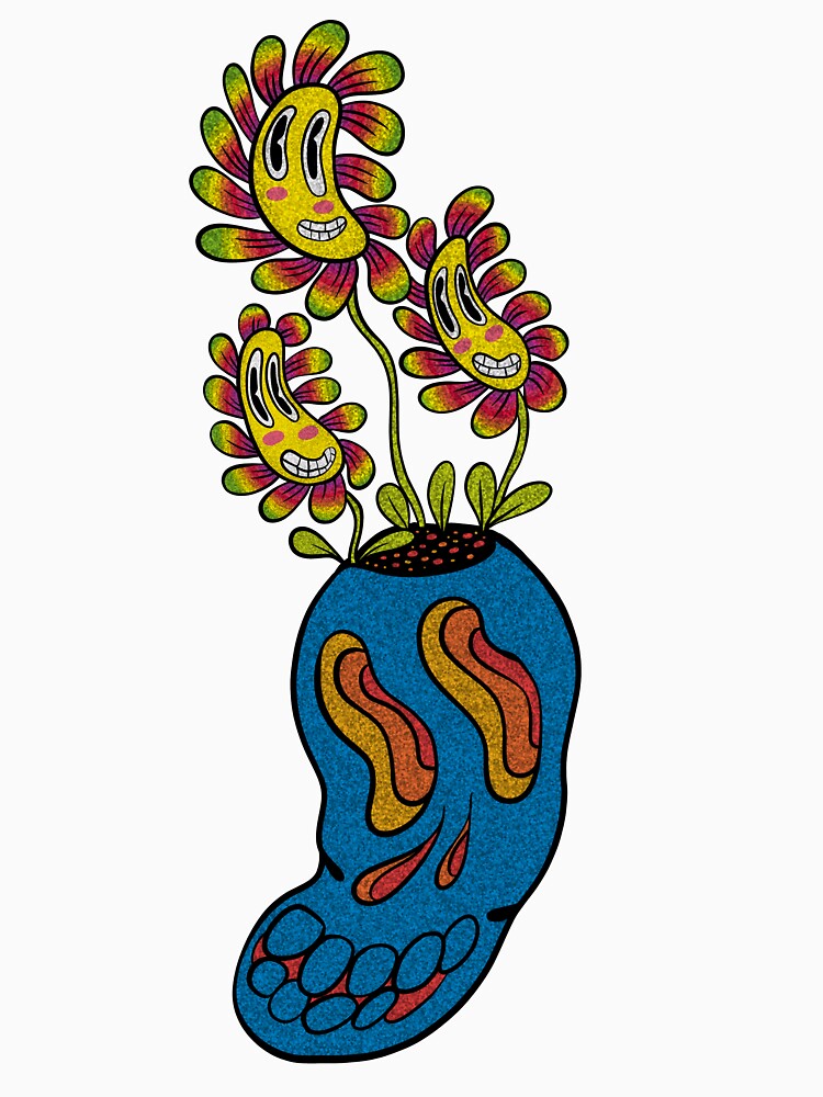 Rubber hose style Skull + Flowers by Sarah k Stevenson