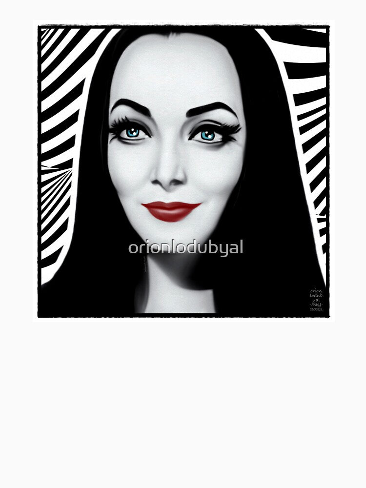 Morticia Horror Icon Black and White Stripes by orionlodubyal