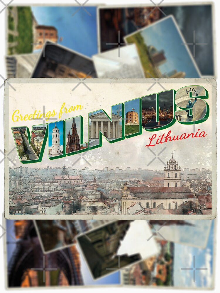 Greetings from Vilnius in Lithuania Vintage style retro souvenir by DeveloperProp0