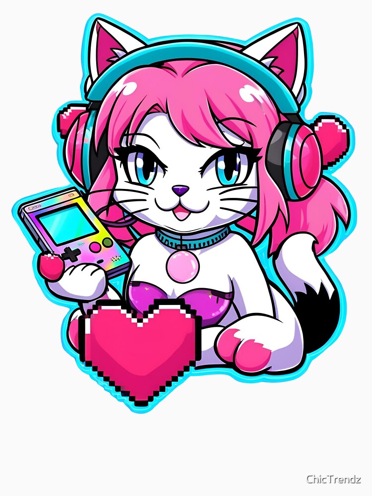 Sassy Vaporwave Cat Gamer Aesthetic by ChicTrendz