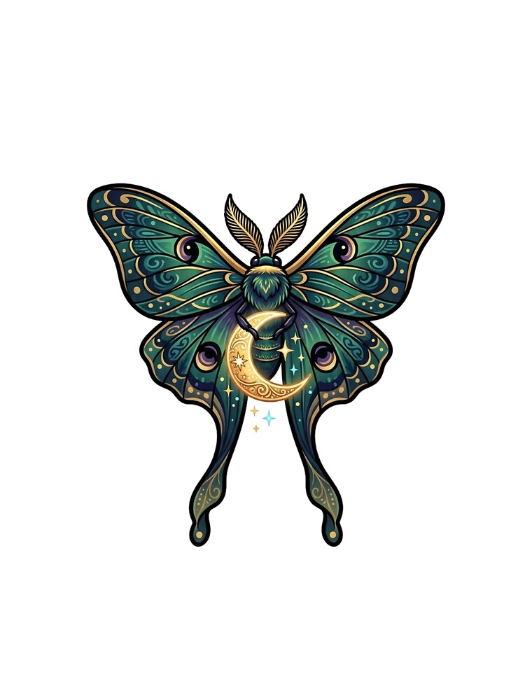 Celestial Luna Moth and Moon by sakinahco