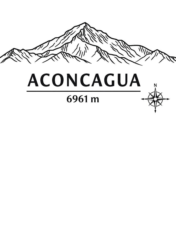 Seven Summits South America Aconcagua 6961 m Minimalist Line Art Design by GabeMountainArt