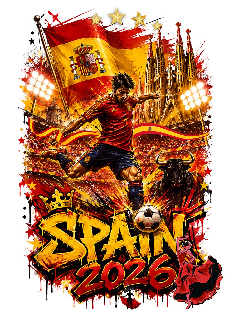 Spain World Cup 2026 Spain Soccer Merch | Football Fan Gear |ArgentinaSports Apparel Tee| Spain independence Day |Soccer worldcup ChampionshipSoccer World ver 1 by CosmicNook1