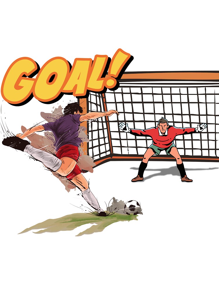 Vintage Comic Style Soccer Goal Graphic by E20STUDIO Unisex , , , Long Sleeve Tee