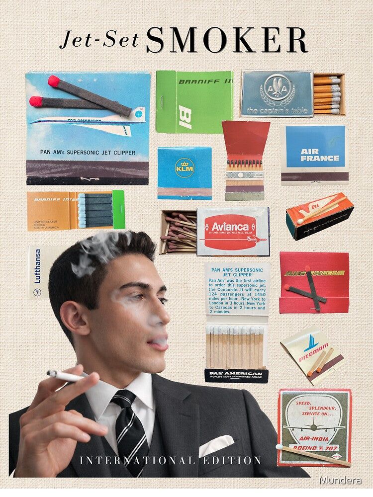 Jet-Set Smoker: Vintage Airline Matchbook Poster by Mundera