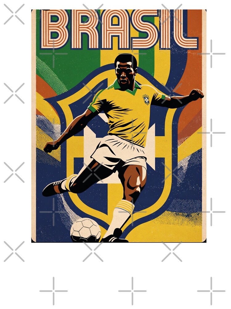 Brasil retro illustration poster /Brazil football national club by Nexus Space Unisex , , , Long Sleeve Tee