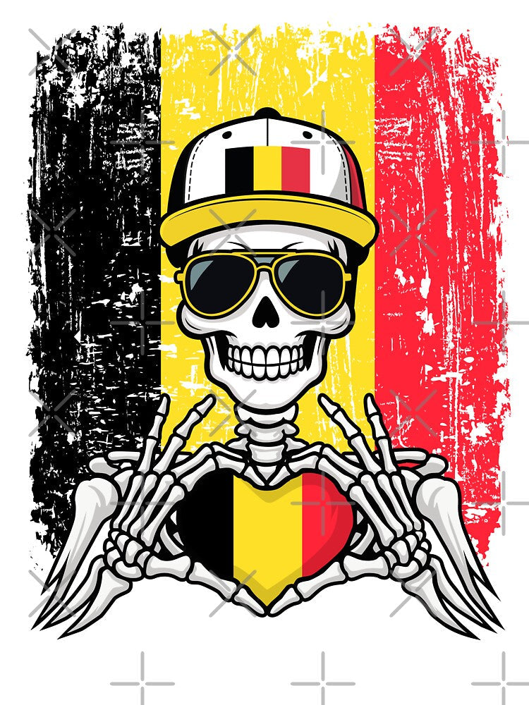 Belgian Pride Skeleton Art Tee by Colorful Designs Unisex , , , Long Sleeve Tee