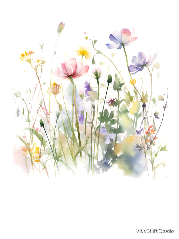 Dainty Pink and Purple Watercolor Wildflowers by VibeShift Studio