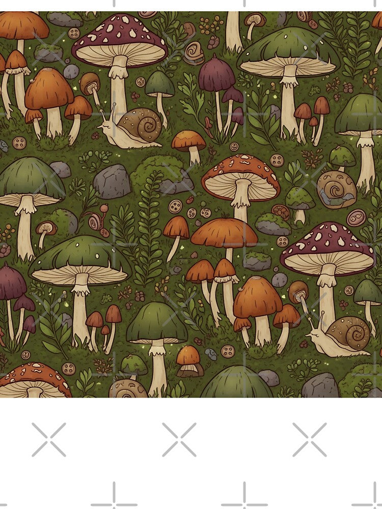 Whimsical Mushroom Forest Pattern - Cottagecore Goblincore Aesthetic by StickyGuys