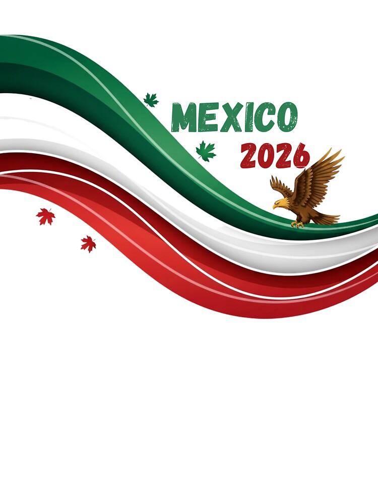 Mexico 2026 Soccer Fan & Sticker - Waving Flag with Eagle Design.(Camiseta y Calcomanía México 2026 - Diseño Bandera y Águila para Aficionados al Fútbol) by printeGear
