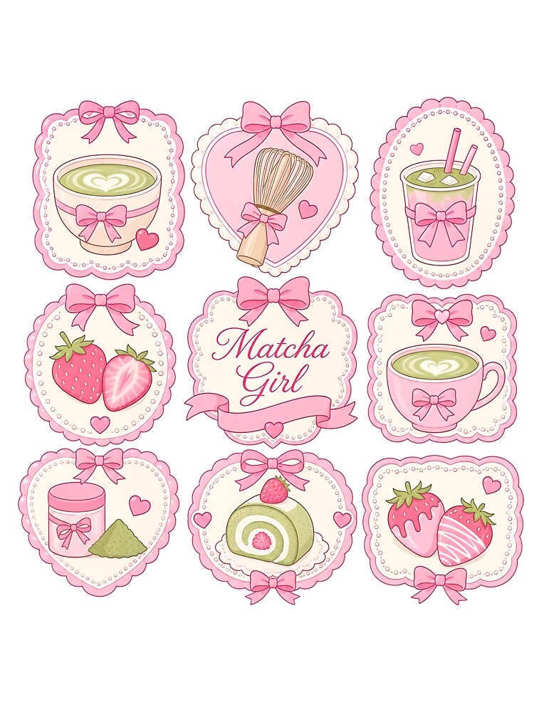 Matcha Girl Pastel Aesthetic Collage by QuirkyCloud Designs