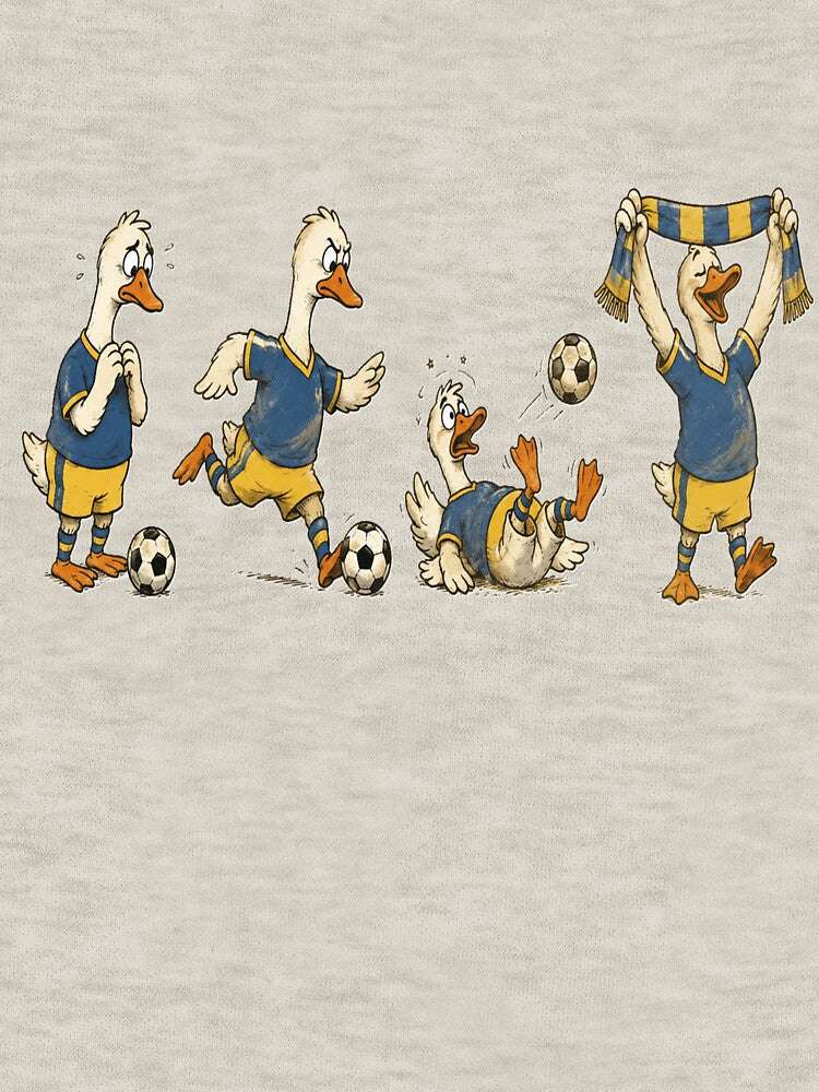 Four Soccer Geese Vintage Cartoon Penalty Kick by POD DYNASTY | Original Print On Demand Graphics