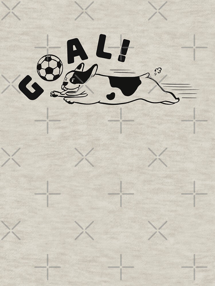 GOAL! Cute French Bulldog Soccer Dog | funny frenchie football drawing by CricketDoodles Unisex , , , Long Sleeve Tee