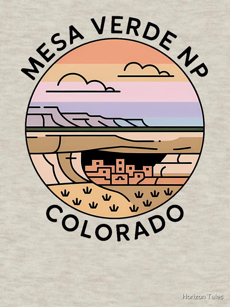 Mesa Verde Minimalist Pastel Badge – Colorado National Park Sticker by Horizon Tales