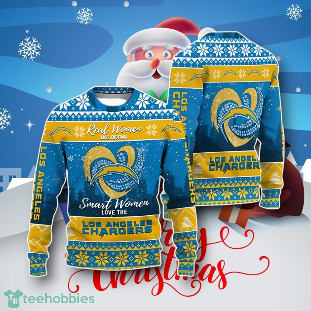 Real Women Love Football Smart Women Love The Los Angeles Chargers Ugly Christmas Sweater Unique Gift