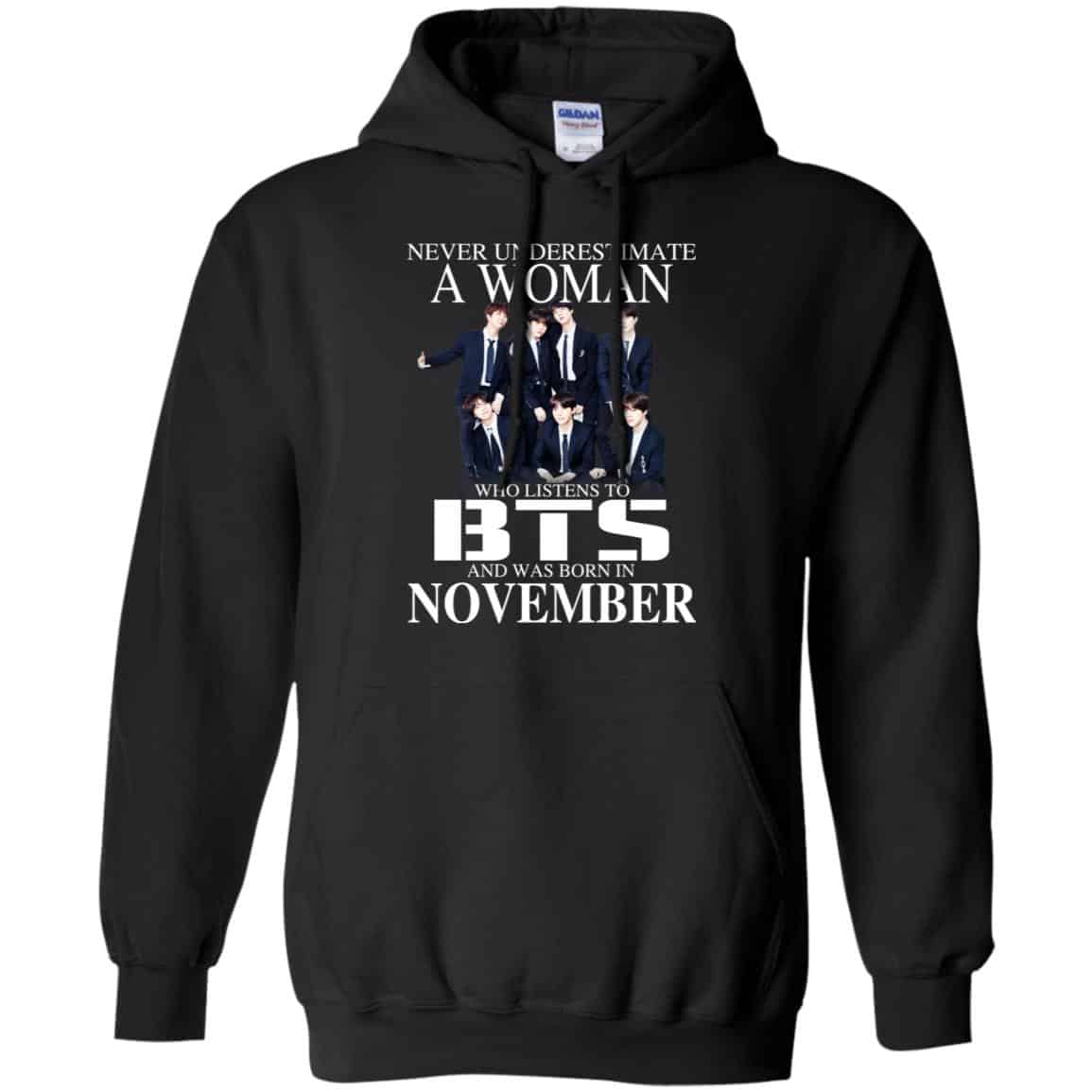 A Woman Who Listens To BTS And Was Born In November T-Shirts, Hoodie, Tank