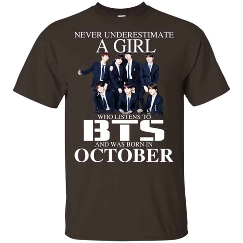 A Girl Who Listens To BTS And Was Born In October T-Shirts, Hoodie, Tank