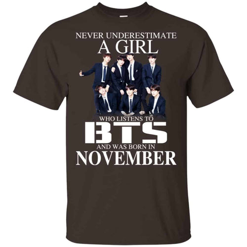 A Girl Who Listens To BTS And Was Born In November T-Shirts, Hoodie, Tank
