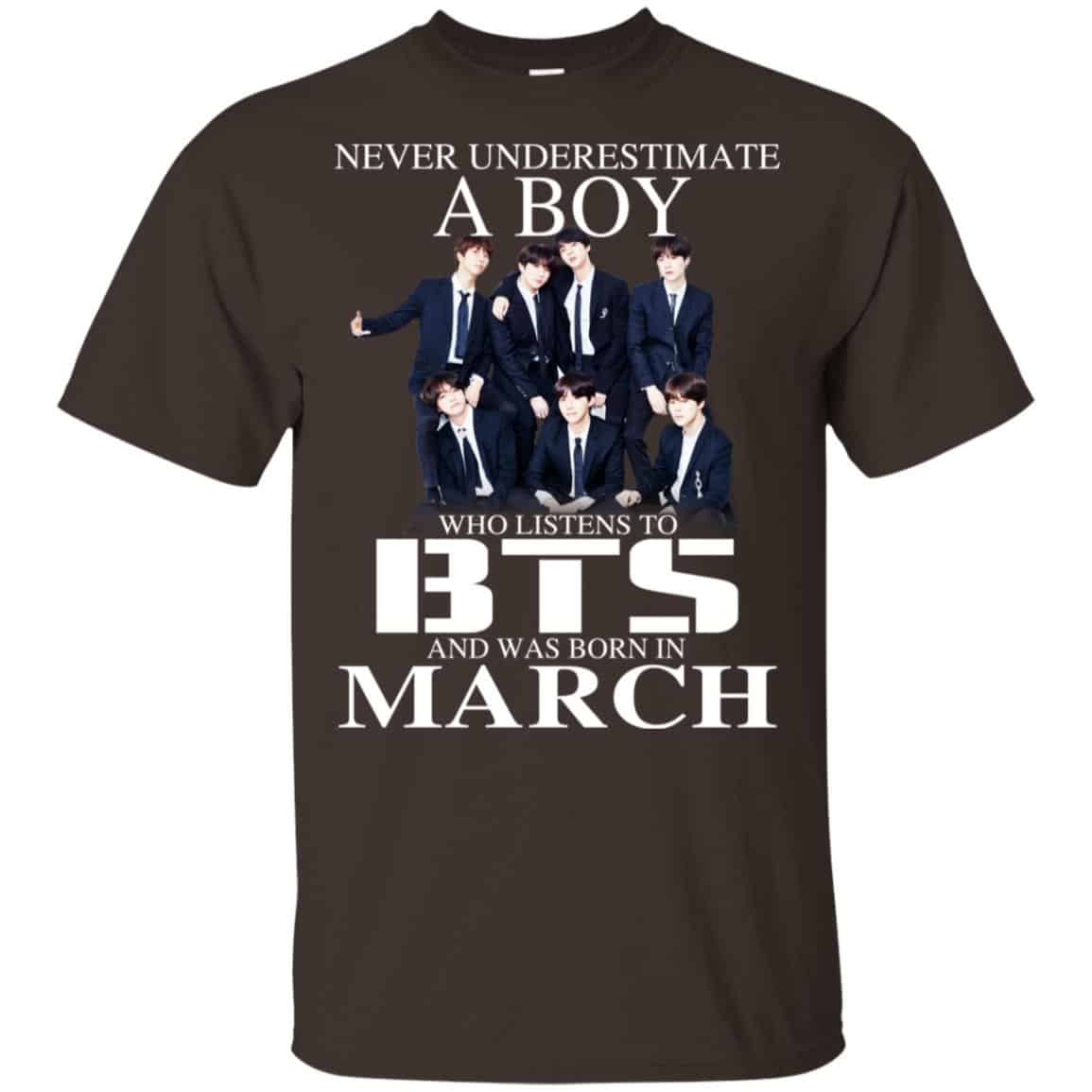 A Boy Who Listens To BTS And Was Born In March T-Shirts, Hoodie, Tank