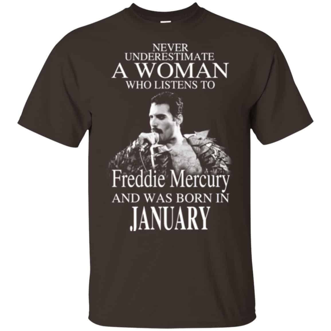 A Woman Who Listens To Freddie Mercury And Was Born In January T-Shirts, Hoodie, Tank