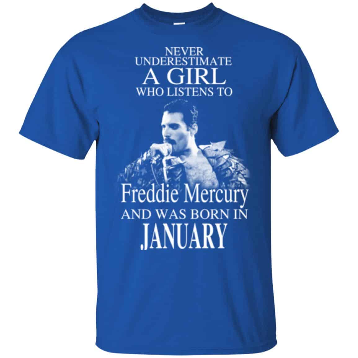 A Girl Who Listens To Freddie Mercury And Was Born In January T-Shirts, Hoodie, Tank