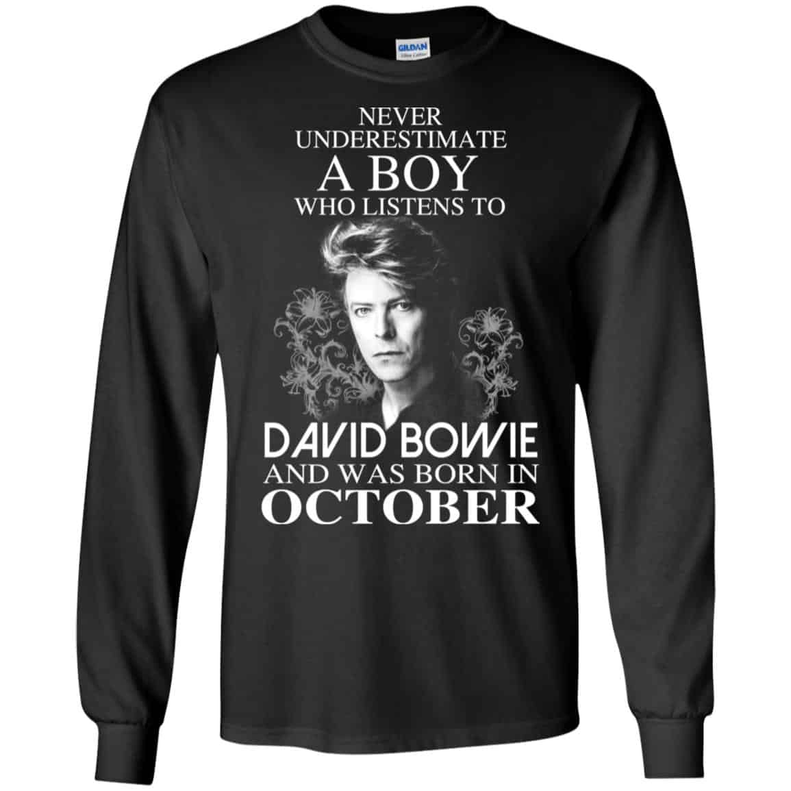 A Boy Who Listens To David Bowie And Was Born In October T-Shirts, Hoodie, Tank