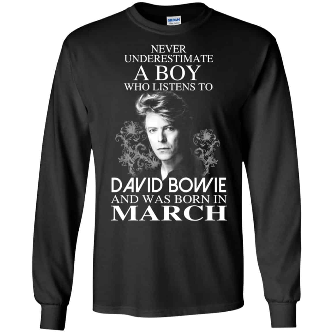 A Boy Who Listens To David Bowie And Was Born In March T-Shirts, Hoodie, Tank