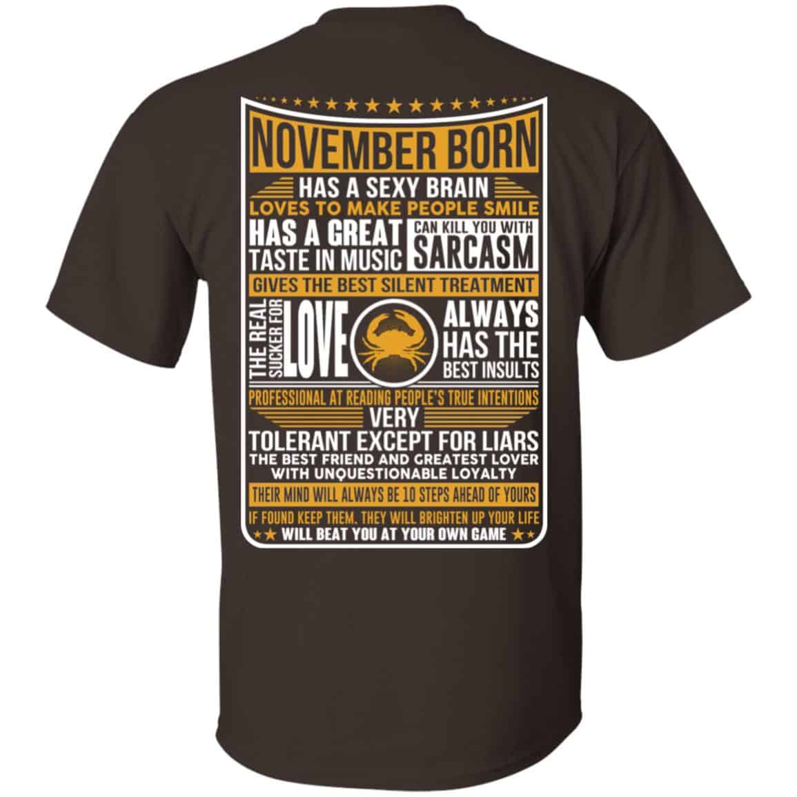 November Born Has A Sexy Brain Loves To Make People Smile T-Shirts, Hoodie, Tank