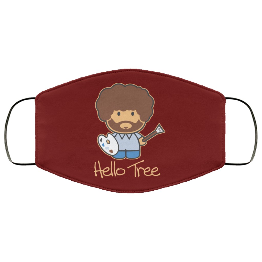 Hello Tree Bob Ross Face Mask