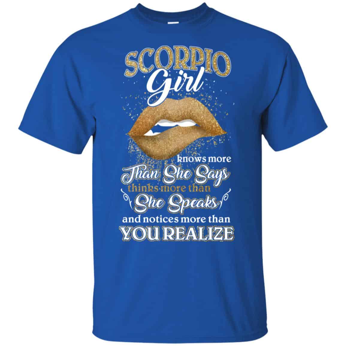 Scorpius Girl Knows More Than She Says Zodiac Birthday T-Shirts, Hoodie, Tank