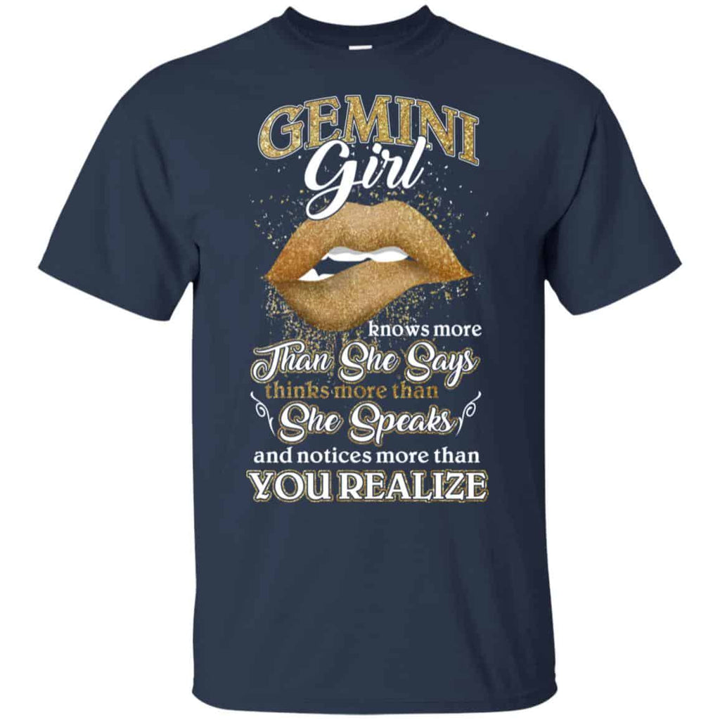 Gemini Girl Knows More Than She Says Zodiac Birthday T-Shirts, Hoodie, Tank