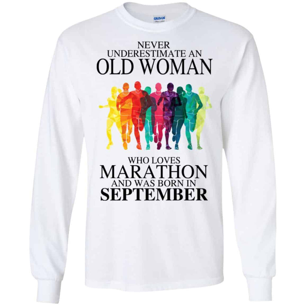 An Old Woman Who Loves Marathon And Was Born In September T-Shirts, Hoodie, Tank