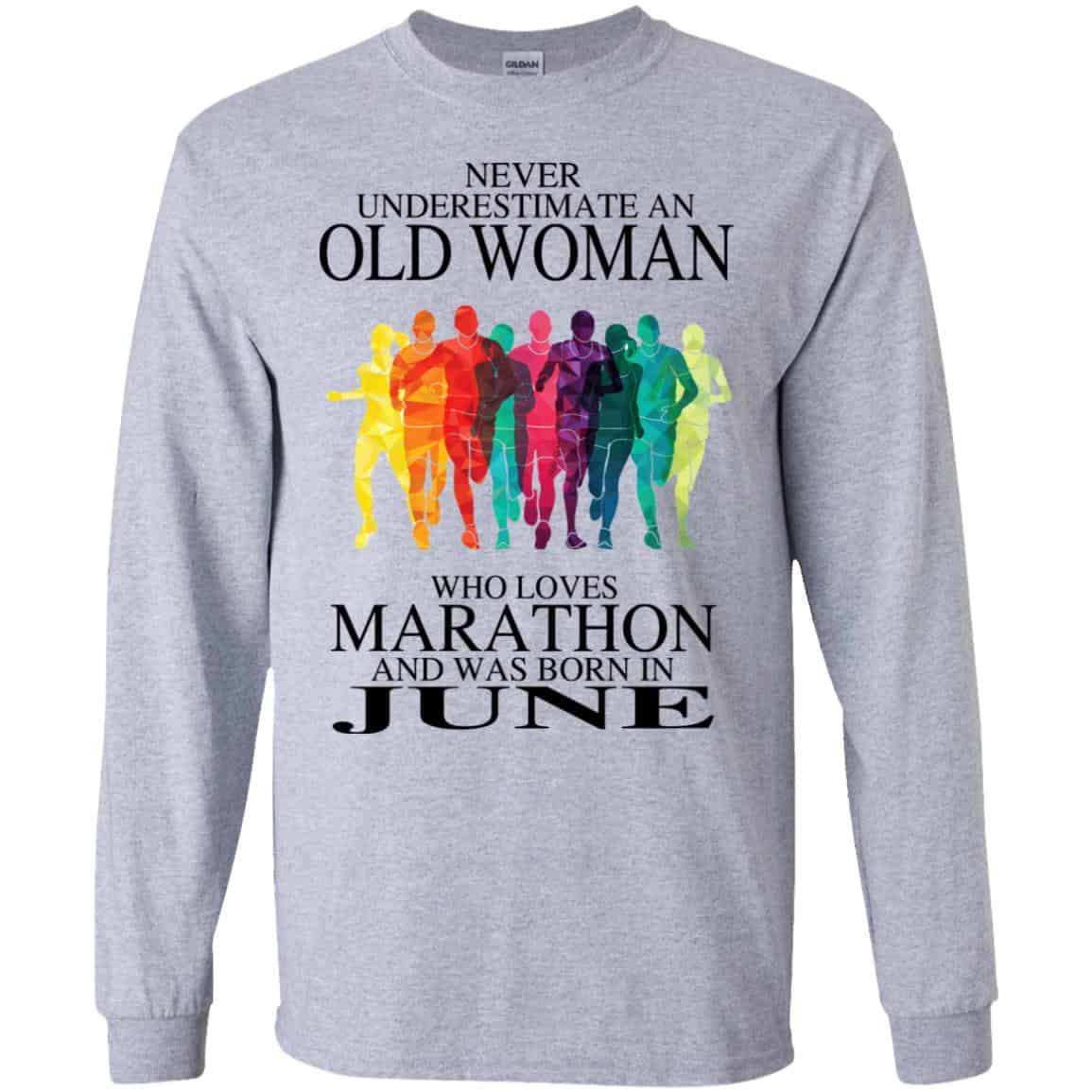 An Old Woman Who Loves Marathon And Was Born In June T-Shirts, Hoodie, Tank