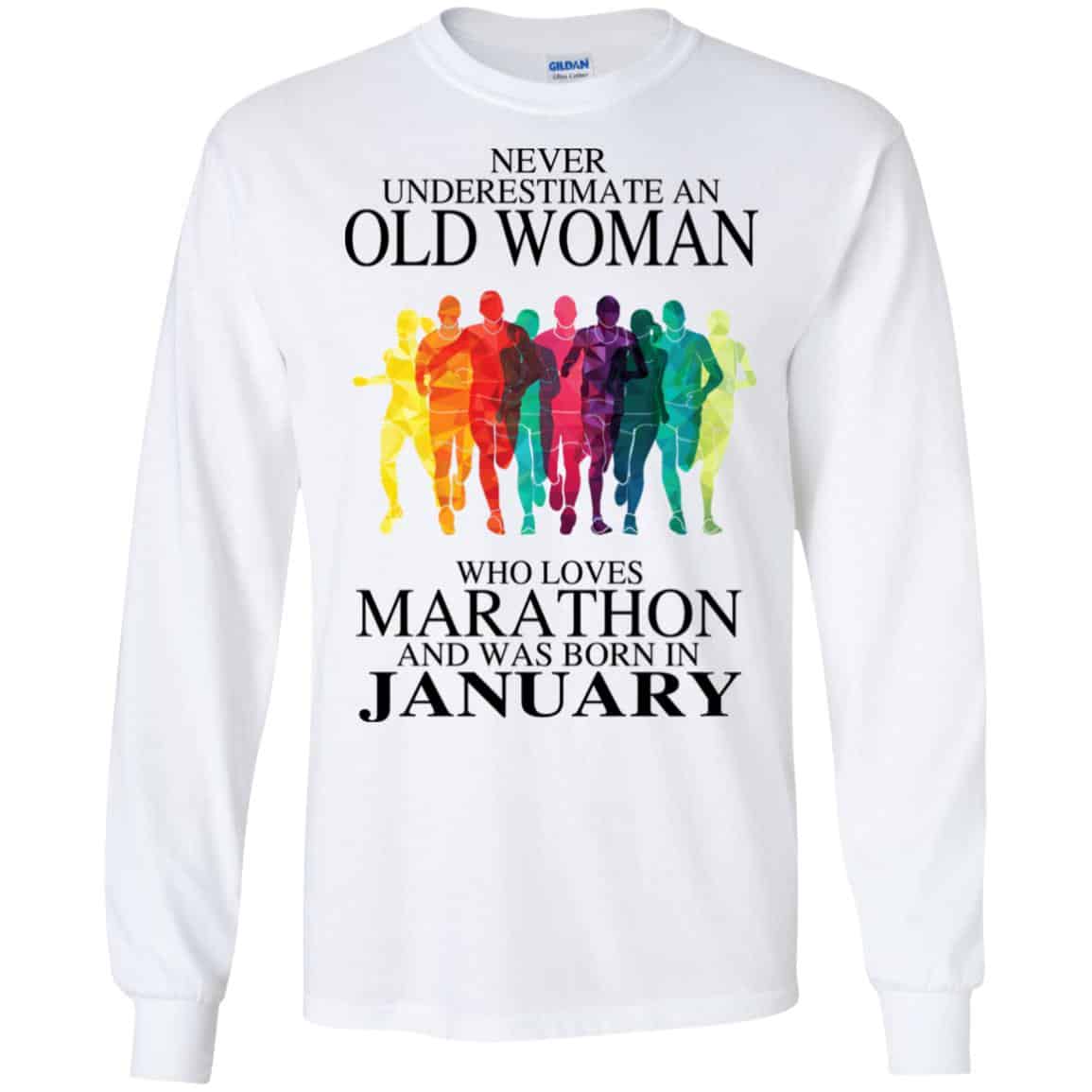 An Old Woman Who Loves Marathon And Was Born In January T-Shirts, Hoodie, Tank