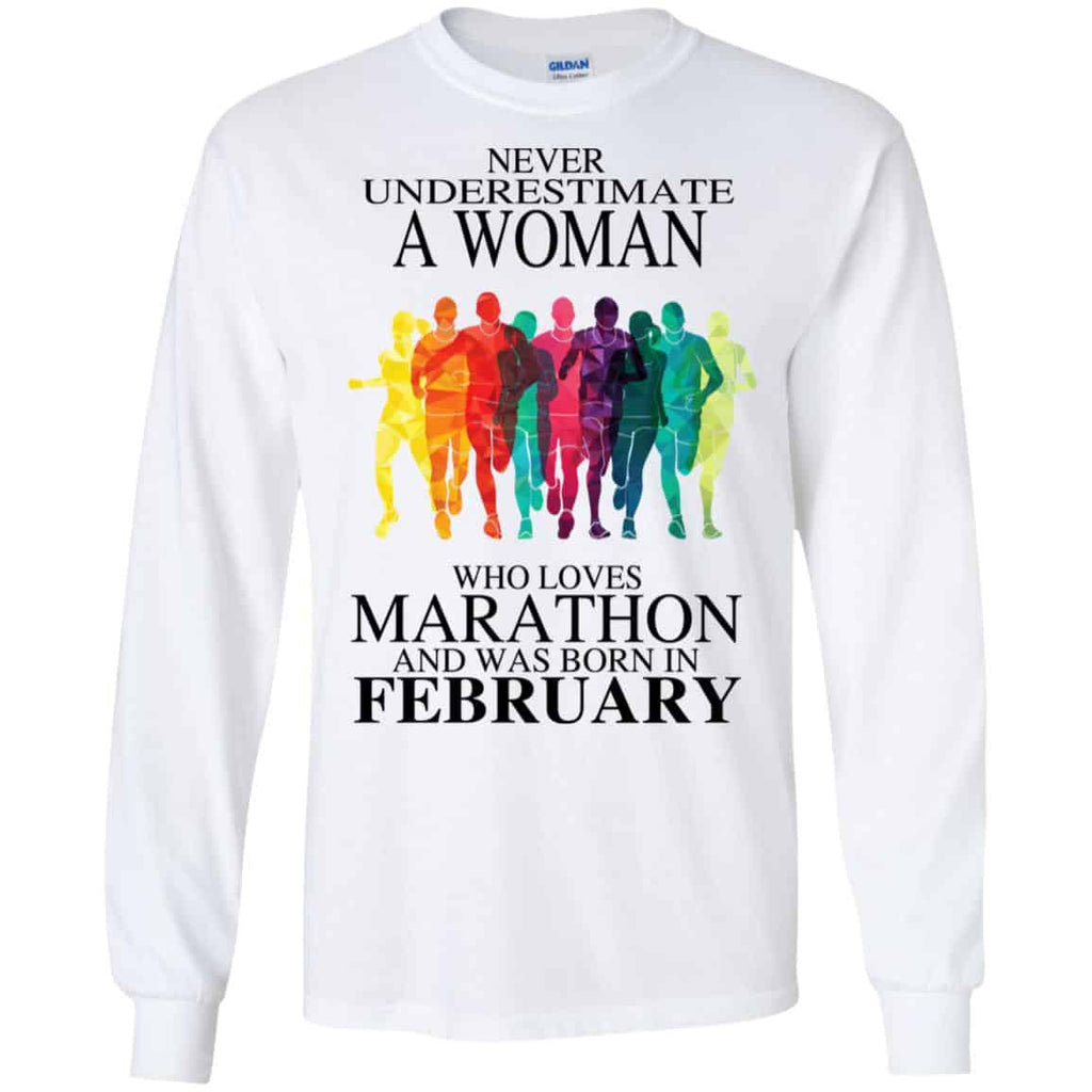 A Woman Who Loves Marathon And Was Born In February T-Shirts, Hoodie, Tank